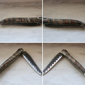 Verkauft: David Dauvillaire Laguiole 12 cm Mammutbackenzahn