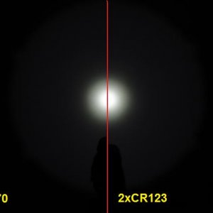 SF G2X - Helligkeitsvergleich AW17670 und 2xCR123 (mehr unterbelichtet)