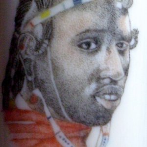 Masai portrait color scrimshaw