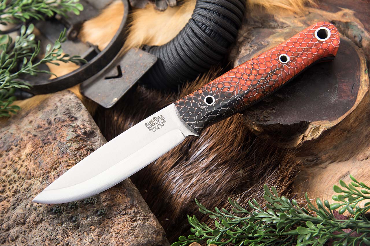bushcrafter 3v orange and black lizard skin black liner hollow jenni