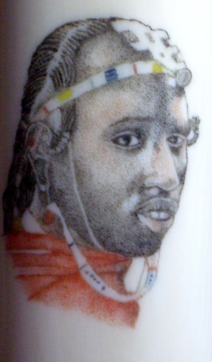 Masai portrait color scrimshaw